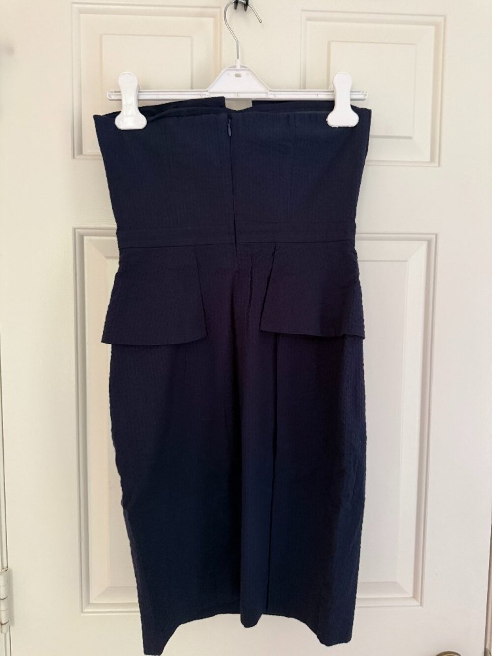 Banana Republic navy searsucker strapless dress size 2